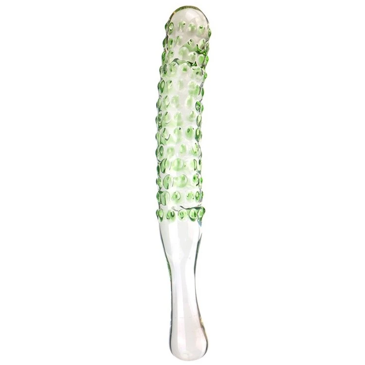 新款高硼硅透明光滑无毛刺坚固耐磨玻璃实心黄瓜摆件带颗