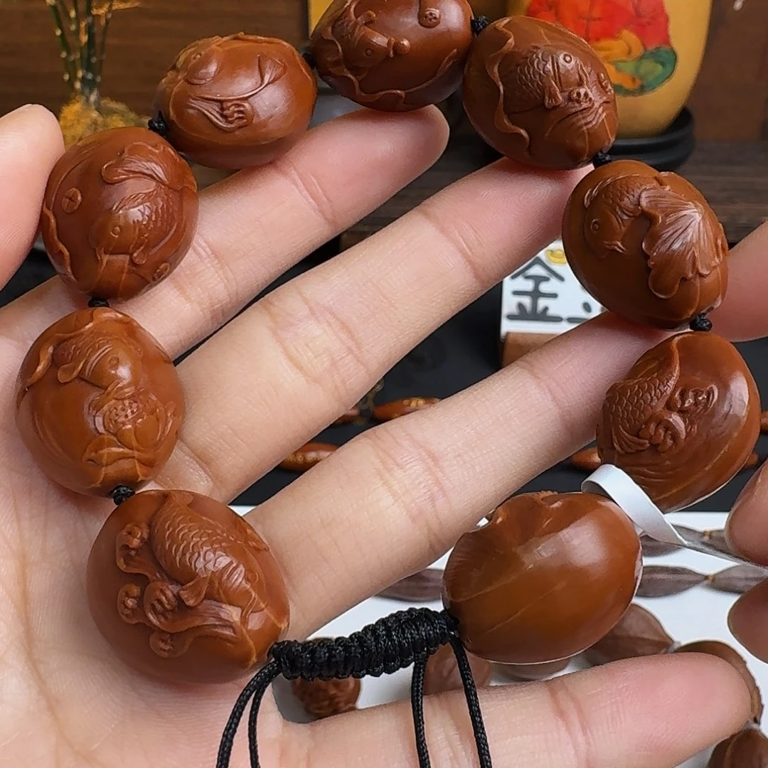 橄榄核手串/手链鲤鱼戏莲