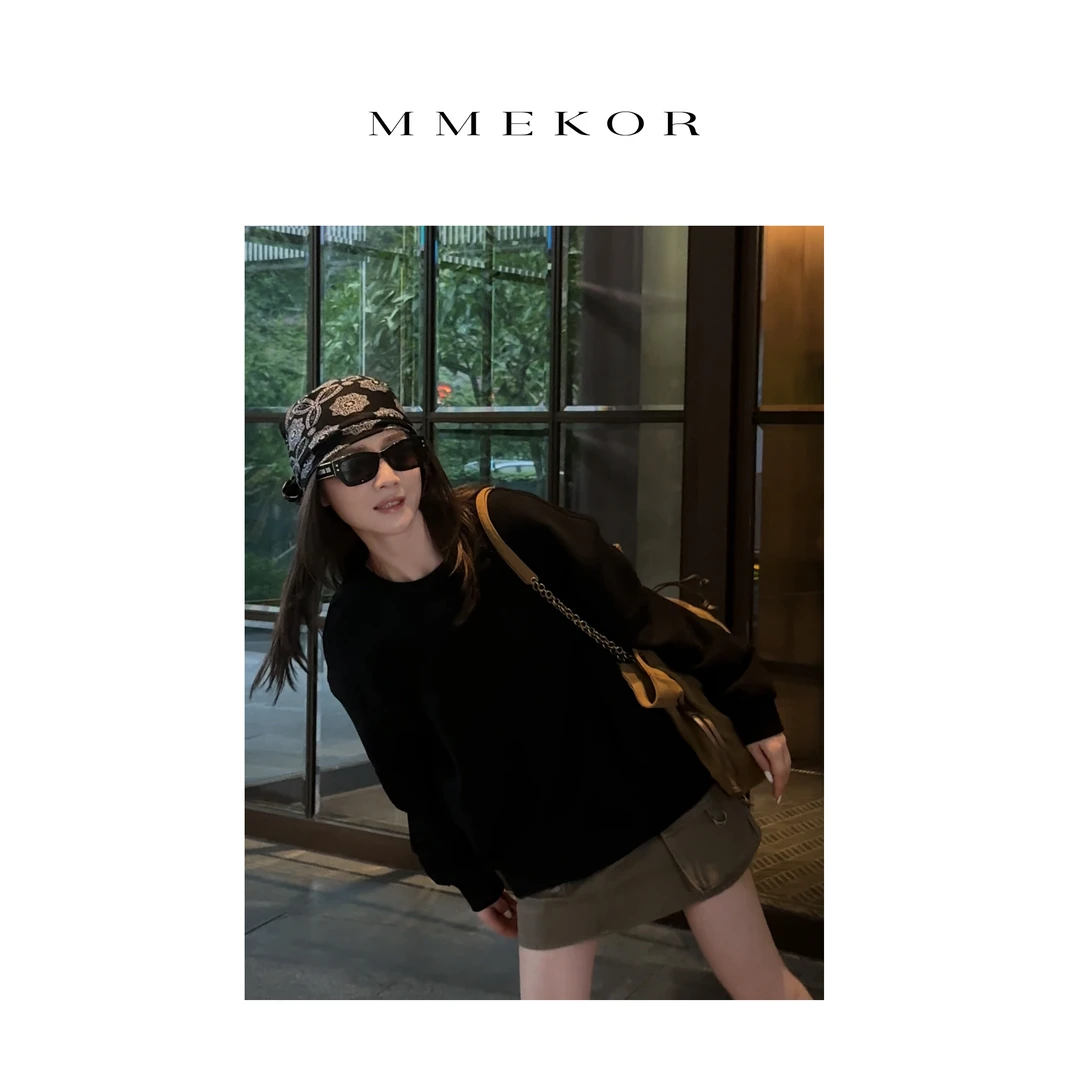 MMEKOR “丝巾卫衣” 2025新款秋款暗黑内啡肽时尚抓绒上衣 30533