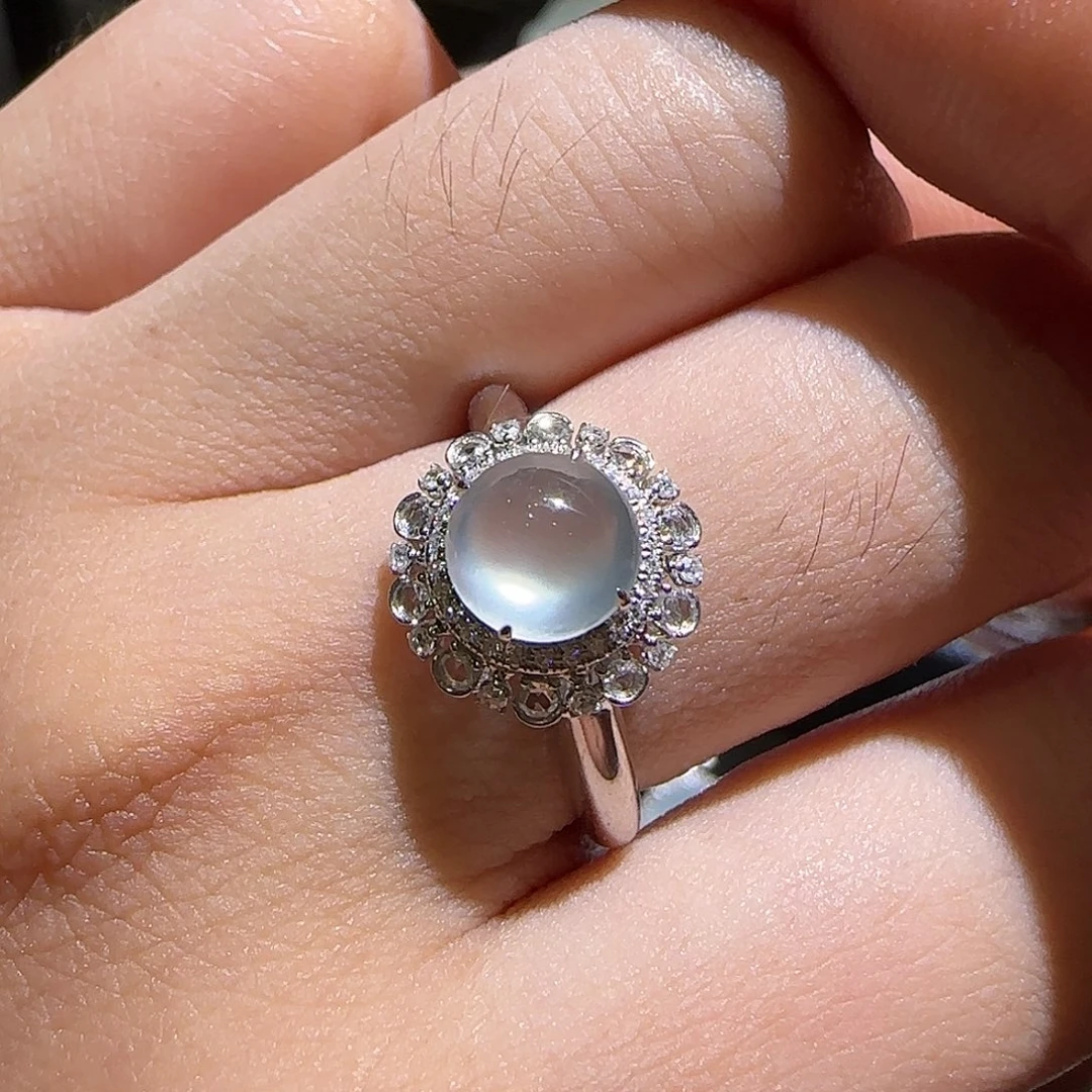 【闪购商品】翡翠戒指18K金镶嵌猫**?天然