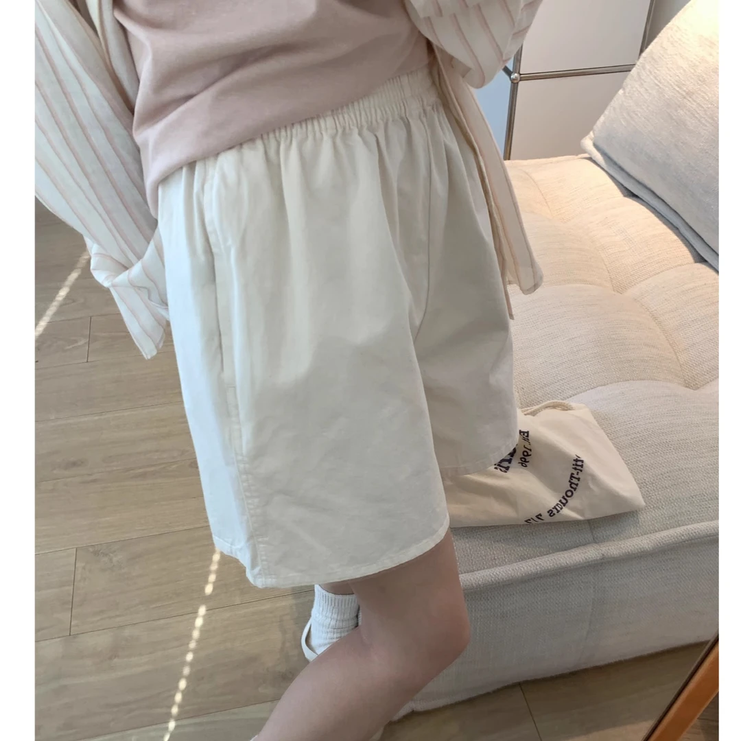 【100%精棉，有后袋】2025年休闲女款夏季新款a字阔腿高腰短裤女