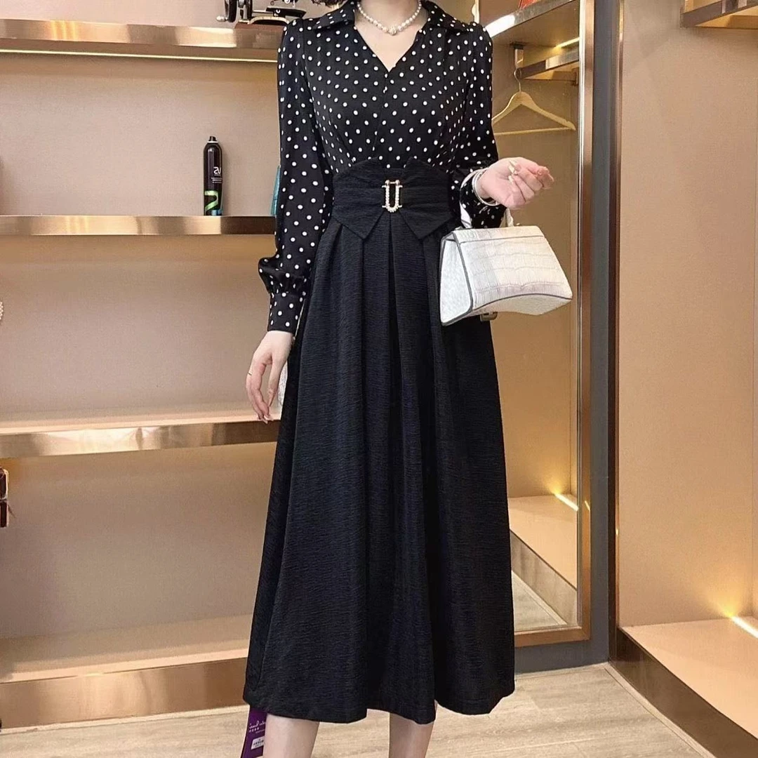【香舍菲尔】[晖晖]法式波点小众设计高级收腰气质名媛连衣裙-82021