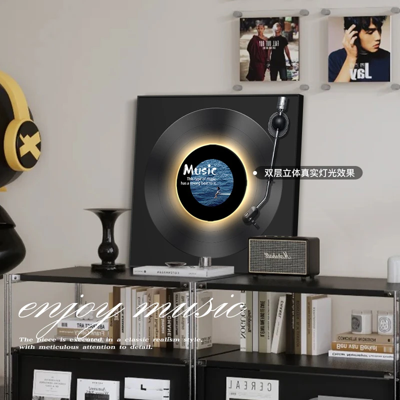 黑胶唱片极简装饰画复古客厅挂画ins风小众高级感客厅背景墙挂画
