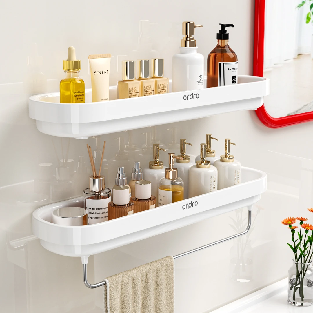 【美简】浴室置物架卫生间免打孔壁挂毛巾架厕所洗漱台洗澡间收纳架