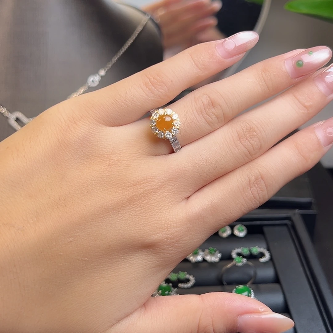 翡翠银S925镶嵌戒指