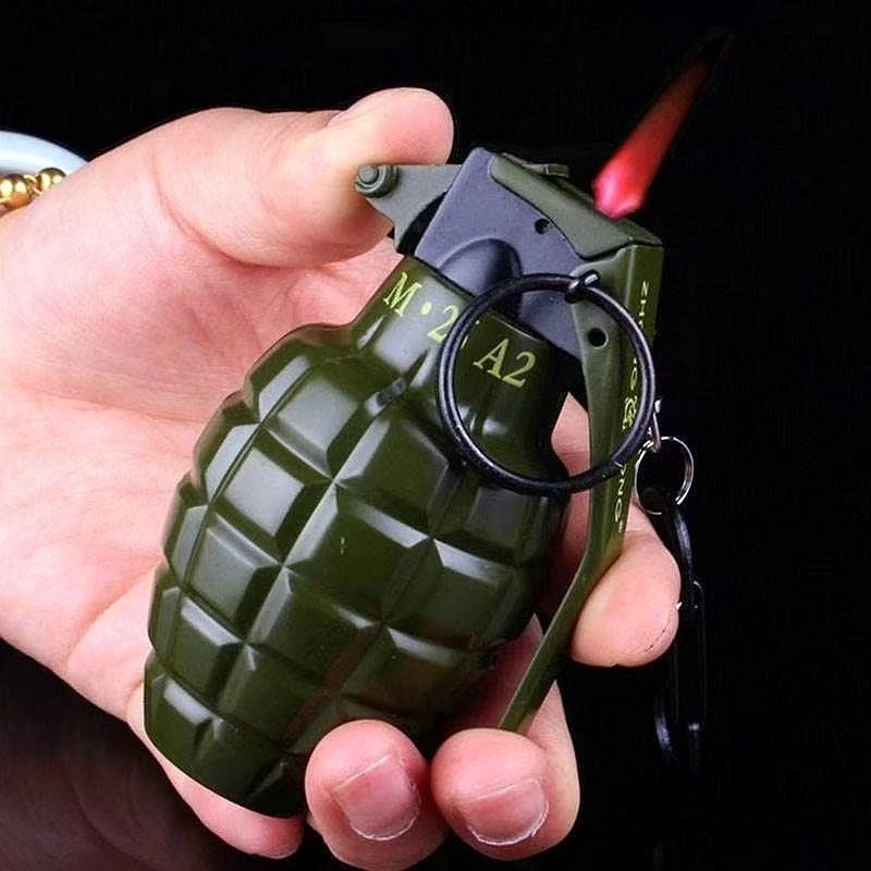 高档大号红焰仿真军事手雷道具模型充气防风打火机806美军点火器