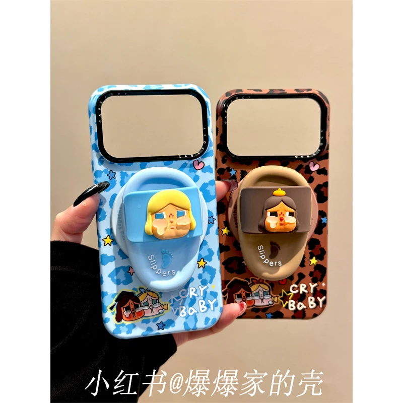 适用苹果iphone17promax豹纹拖鞋16pro创意磁吸15支架14ins手机壳