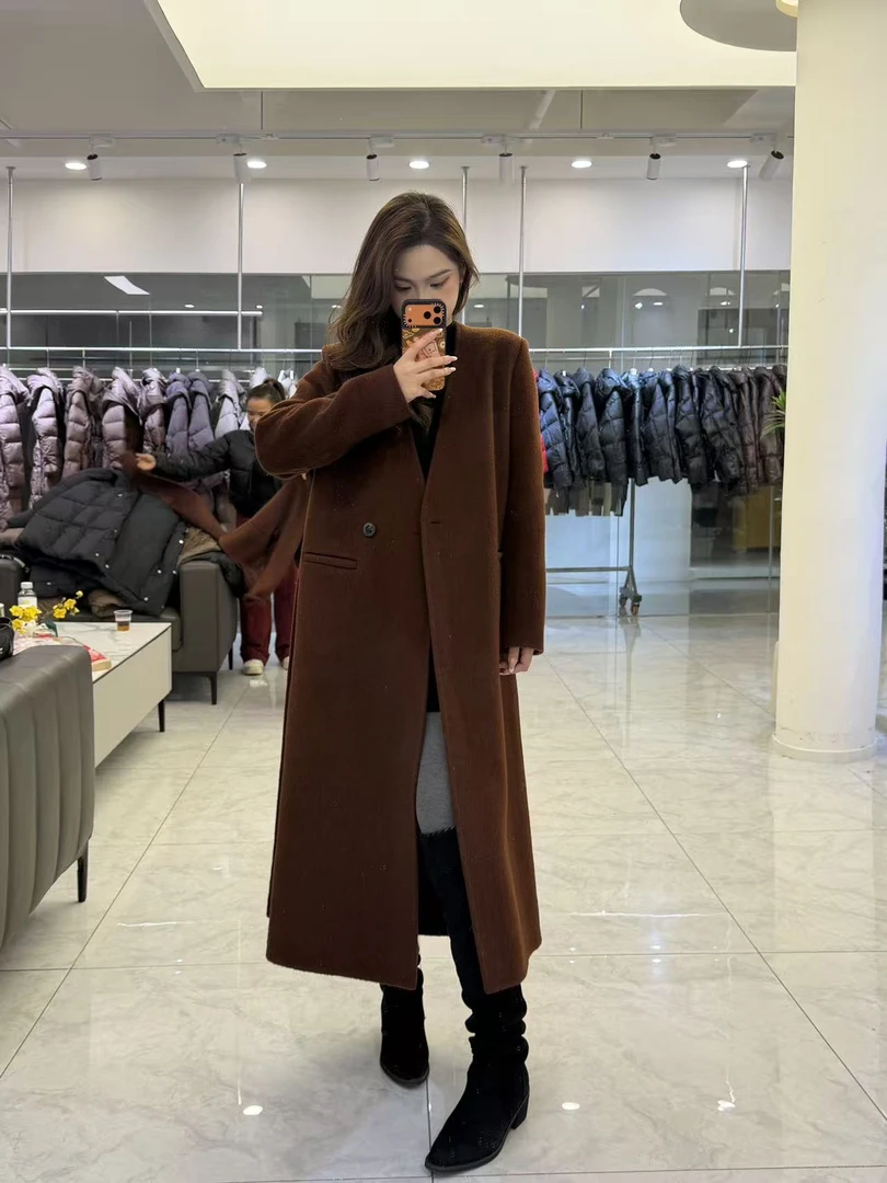 【犇球go】25年时尚长款羊绒大衣-88263