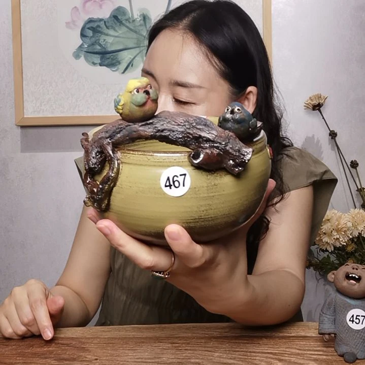 紫砂不规则童趣系列作品建水收纳花器