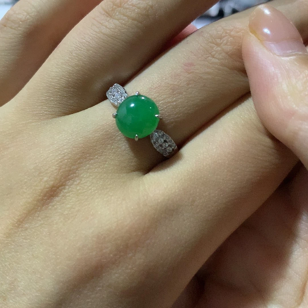 翡翠戒指银S925镶嵌戒指