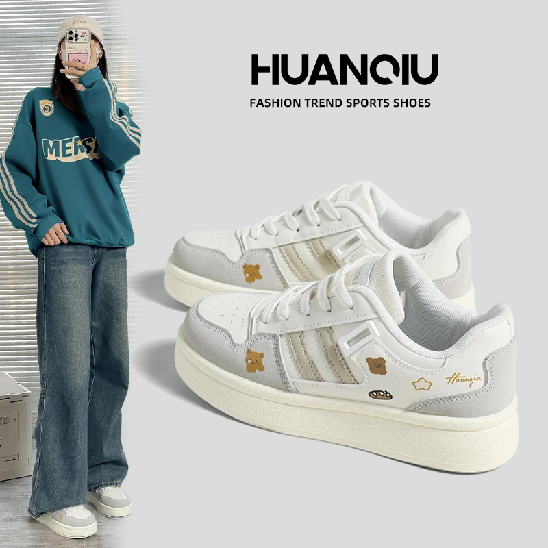 环球厚底小白鞋女款2025新款春季休闲学院风板鞋百搭轻便运动鞋子