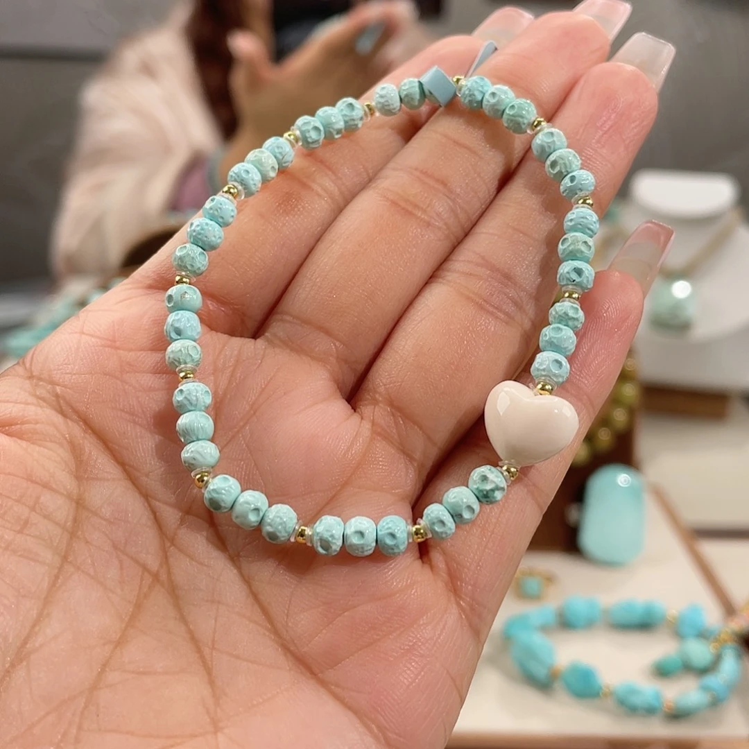 绿松石银S925镀金镶嵌星球单圈卡4+