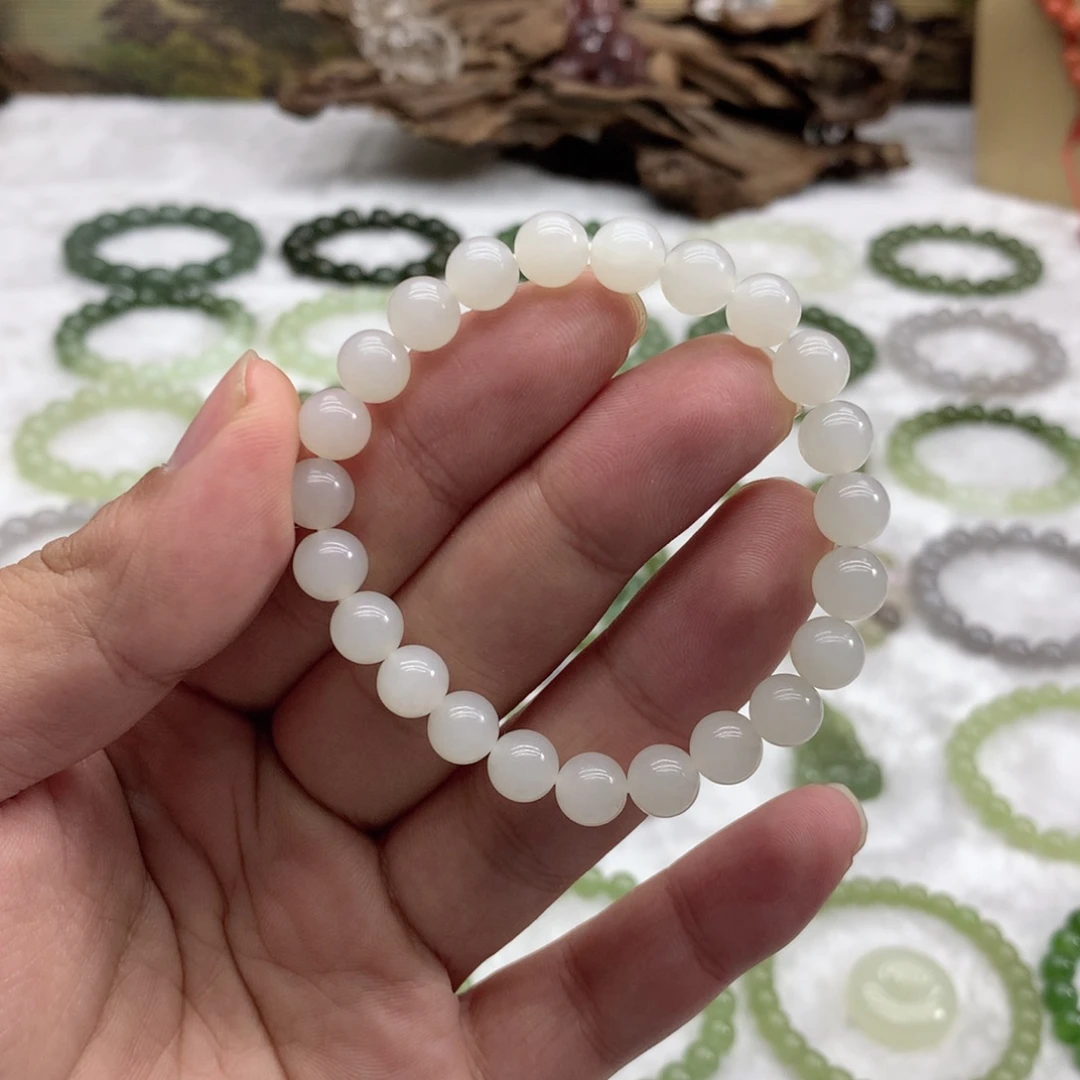 和田玉未镶嵌手串（白玉7.8）