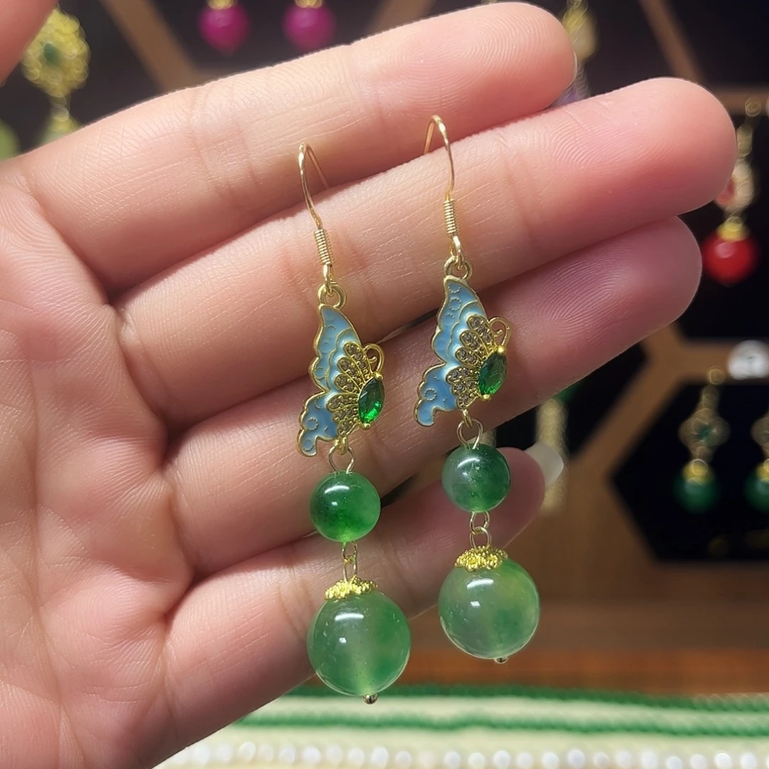 锆石纯铜925银耳饰