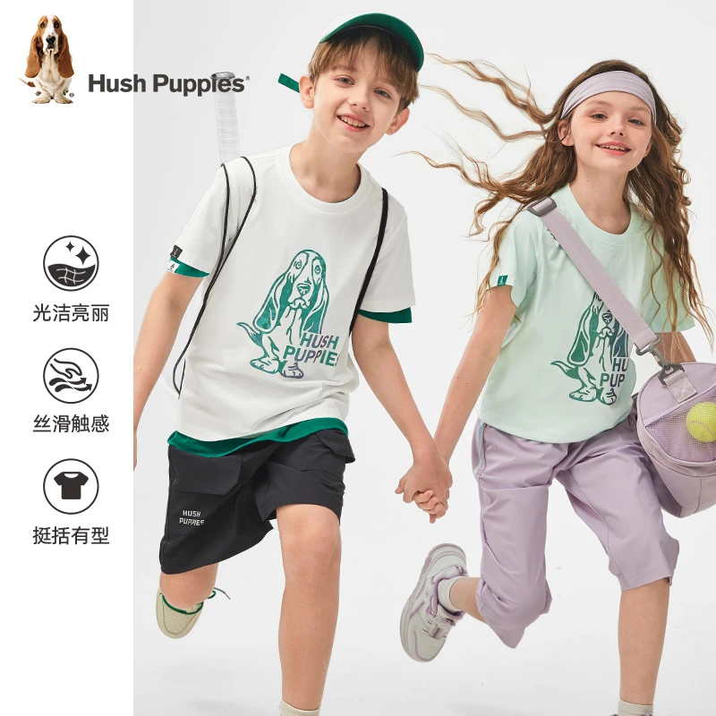 暇步士童装夏短袖透气吸汗印花休闲圆领衫