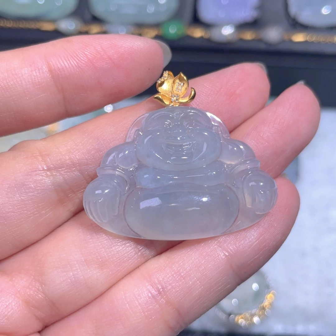 颈饰18K金镶嵌翡翠翡翠