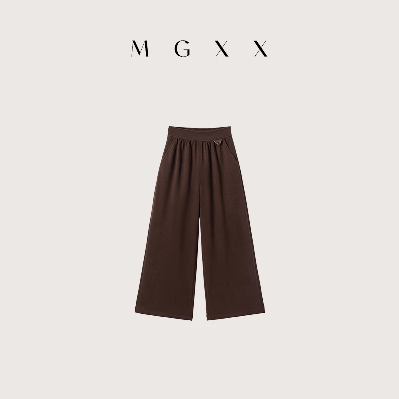 MG小象 高腰时尚百搭简约宽松纯色抽绳设计师休闲裤 M825K18385