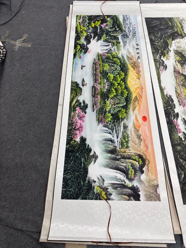 金山旭日东升山水卷轴挂画2.2米✖️70