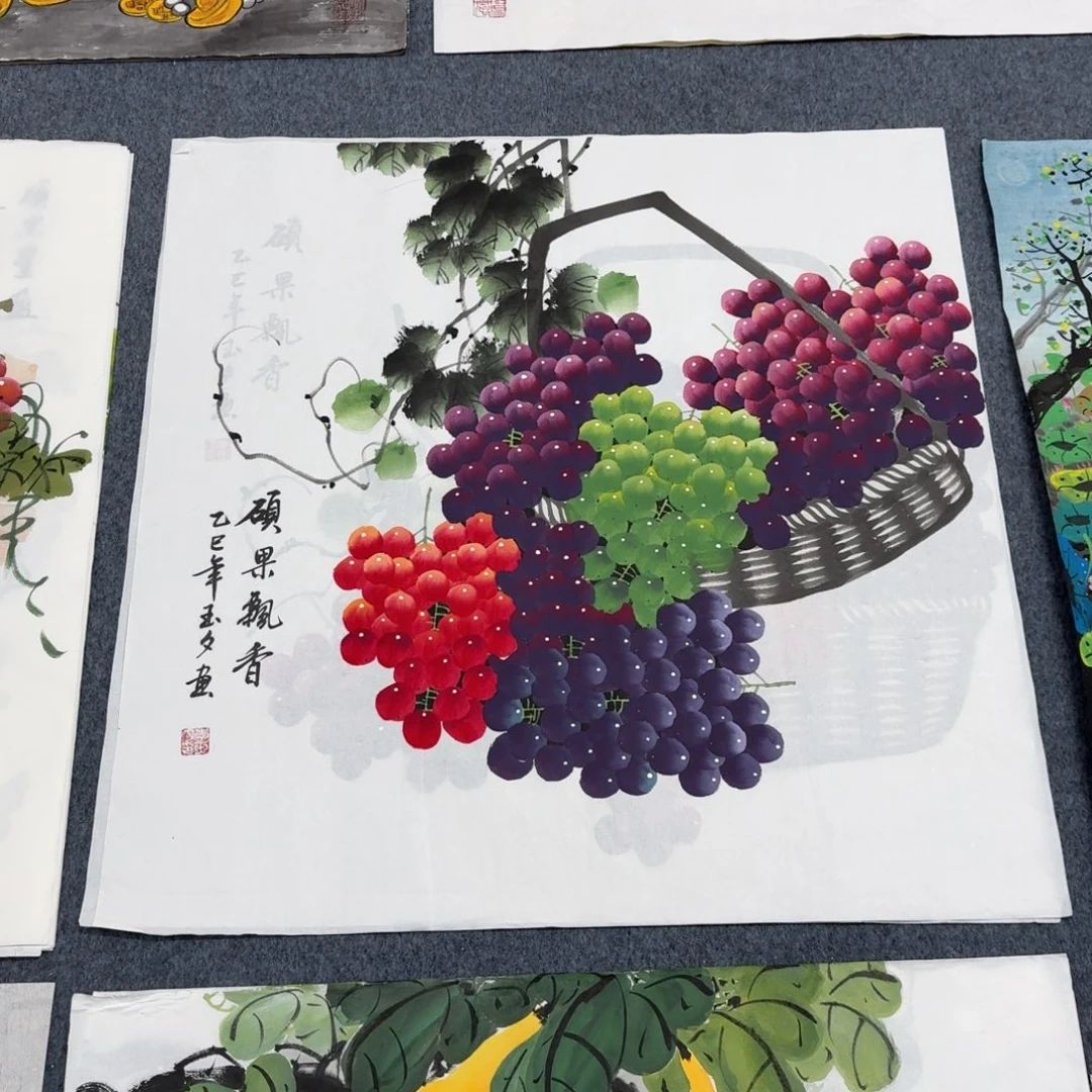 国画四尺斗方70X70纯手绘作品