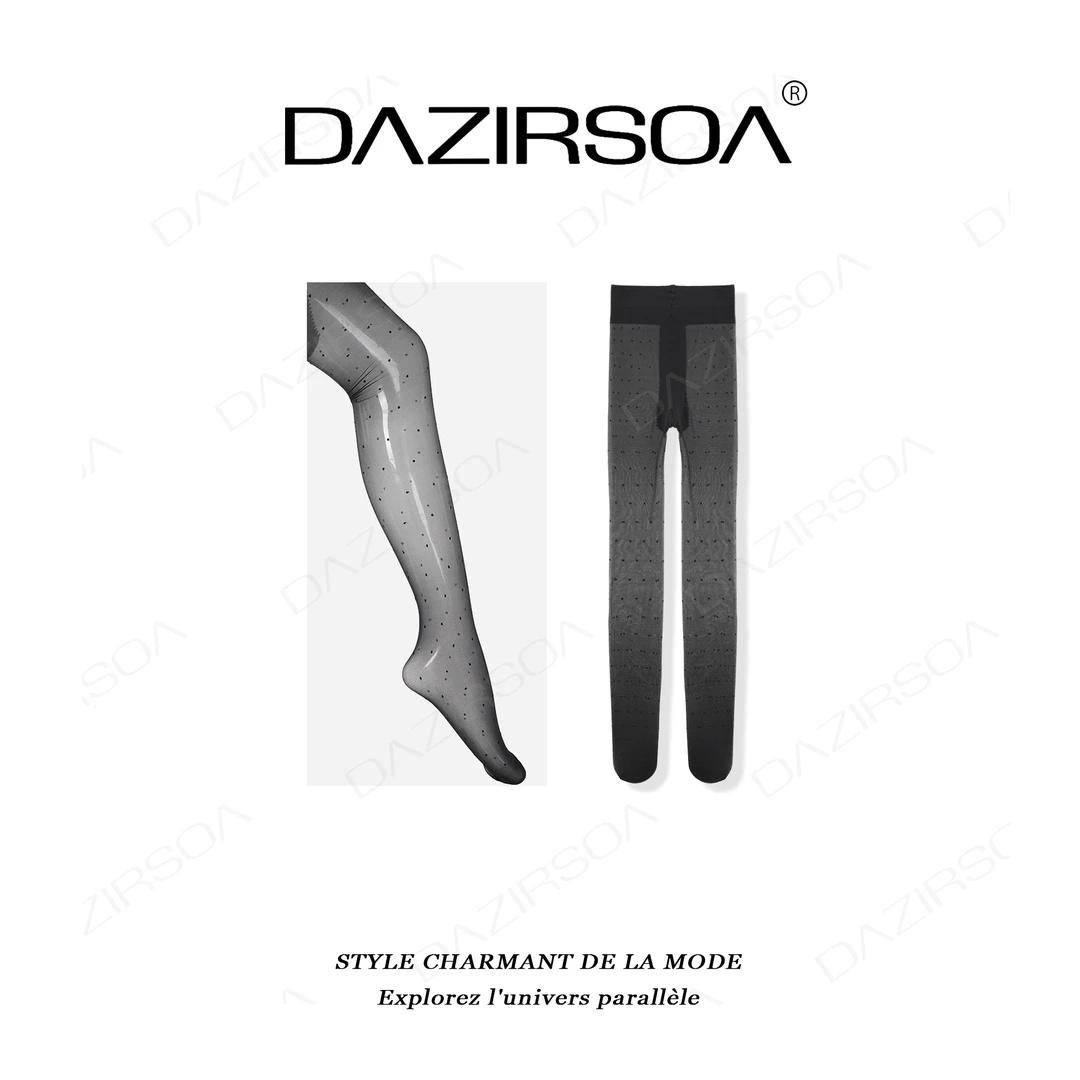 DAZIRSOA/达姿时尚百搭波点透气超透黑丝袜 X255