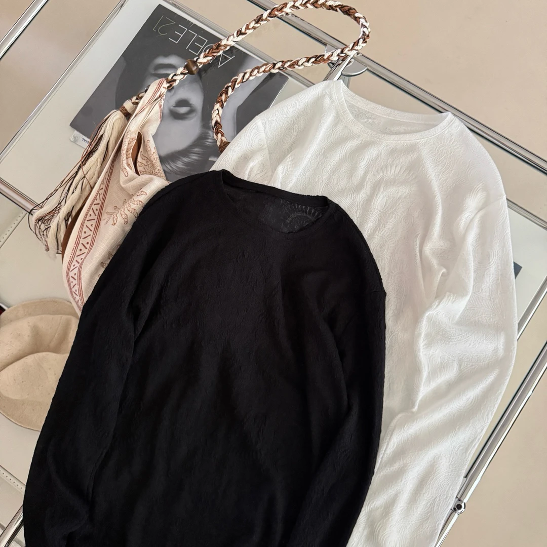 【米果精选】2025新款印花时尚休闲圆领打底衫