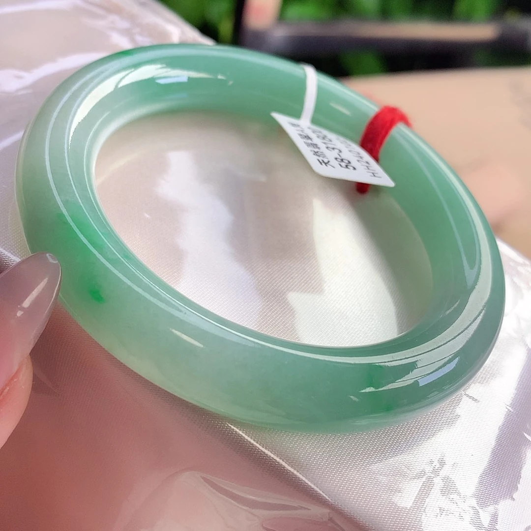 未镶嵌手镯翡翠天然A货翡翠58-58甜甜果绿飘阳完美12号