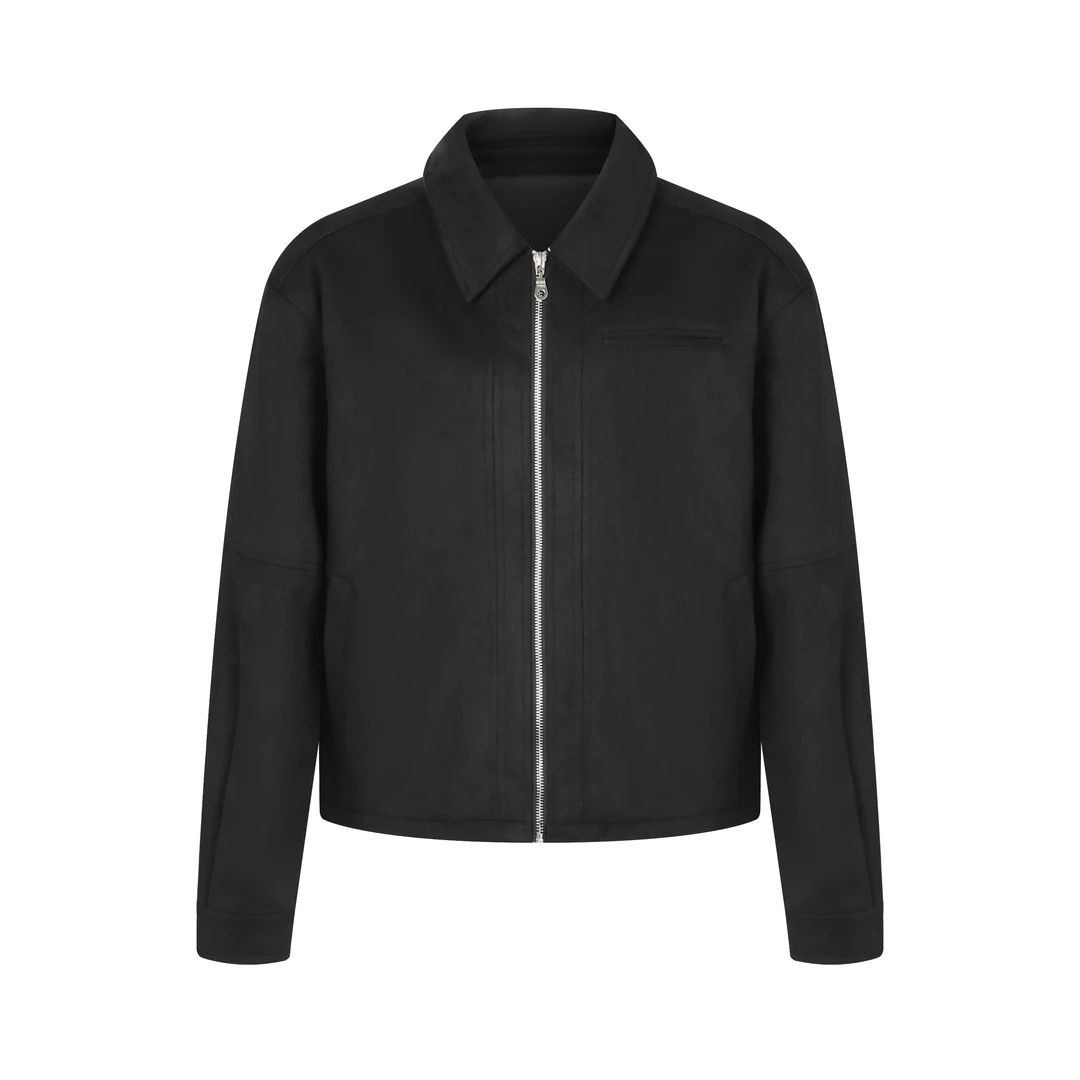 DaeeWooo复古麂皮绒面质感老钱风cleanfit休闲翻领夹克短款外套