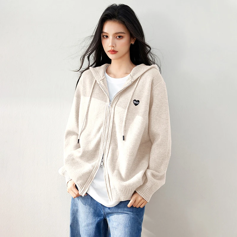 连帽毛衣秋冬百搭开衫外套女2025秋季新款宽松长袖时尚上衣薄款