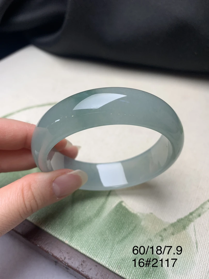 60圈口大宽版轮胎晴底正圈天然缅甸翡翠手镯#货号2117