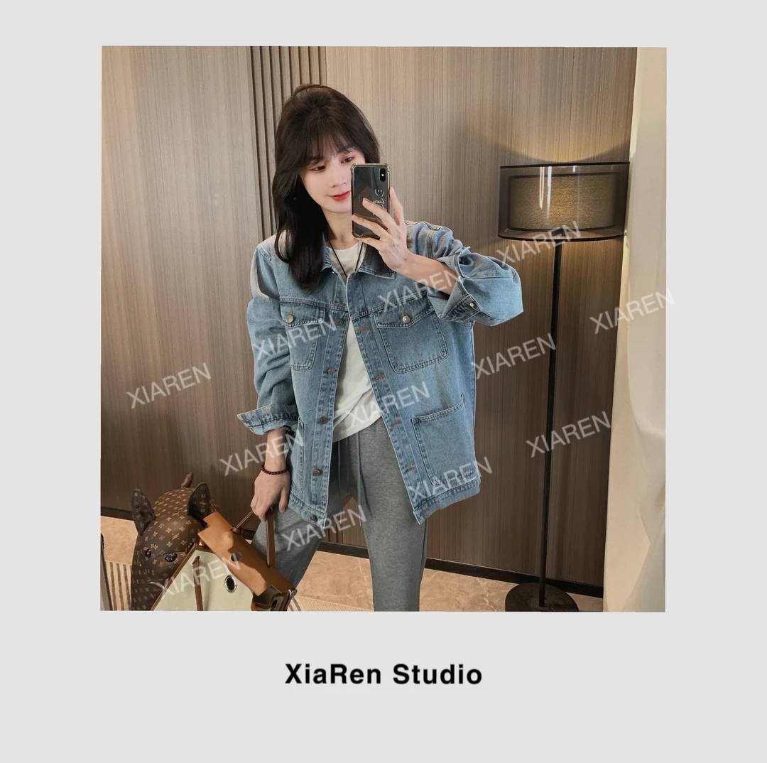XIAREN【阔版牛仔外套】休闲百搭短外套新款2025女款牛仔外套显气质