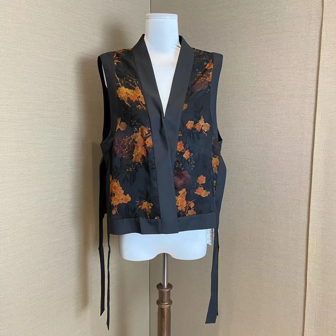 香云纱印花马甲双面穿新中式高端精品花马夹大气QF199188-198199