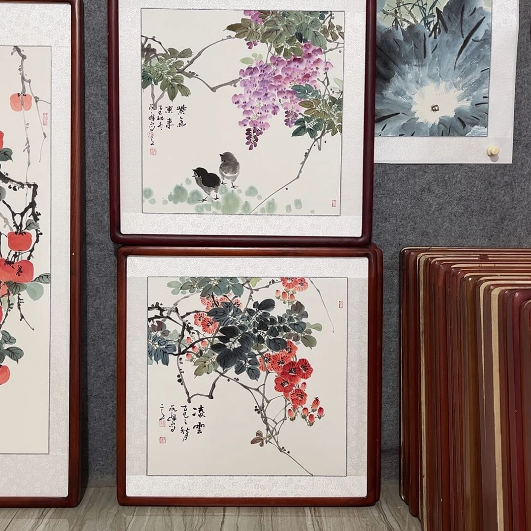 国画书画作品带框63×63