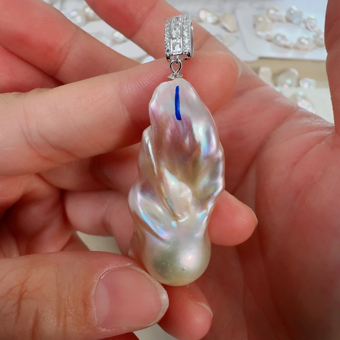 淡水珍珠银S925镶嵌颈饰槿*