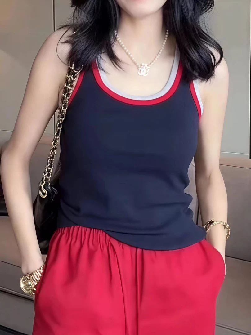 显瘦无袖T恤宽松百搭吊带背心女2025夏季新款薄款简约弹力打底衫