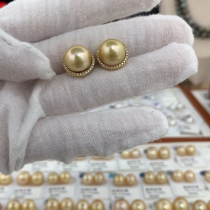 颈饰海水珍珠未镶嵌金珠耳钉