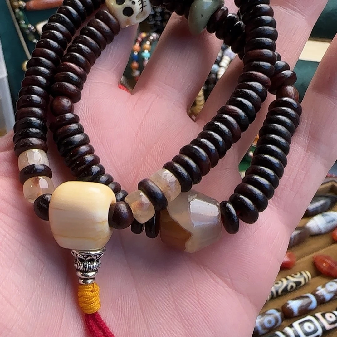 手串/手链小叶紫檀藏区纯手盘不做旧的药片小叶