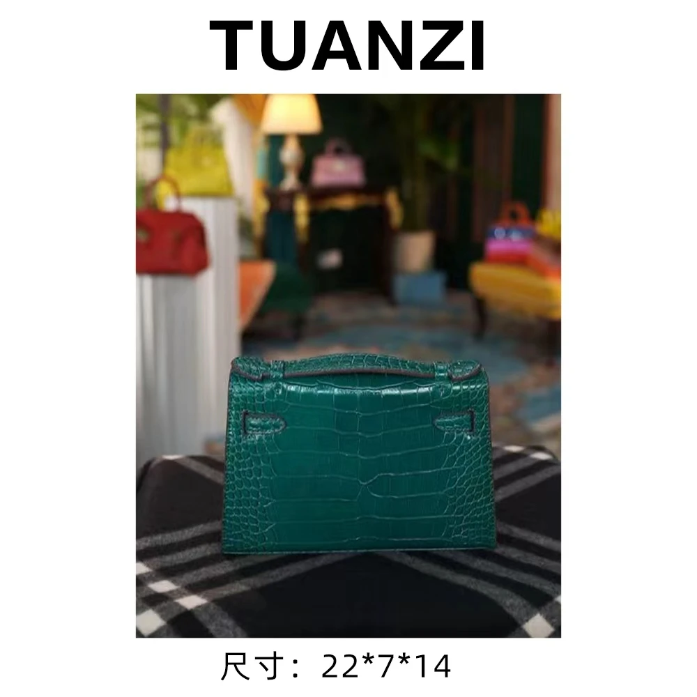 【22cm】手提斜挎腋下TUAN′ZI定制真皮女包 XKY-3846-孔雀绿