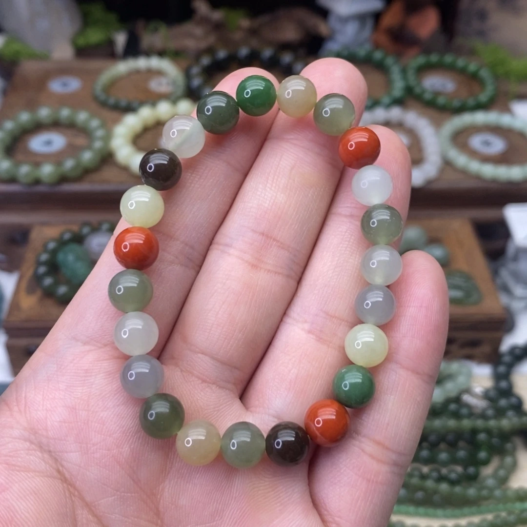 和田玉未镶嵌手链多宝卡8