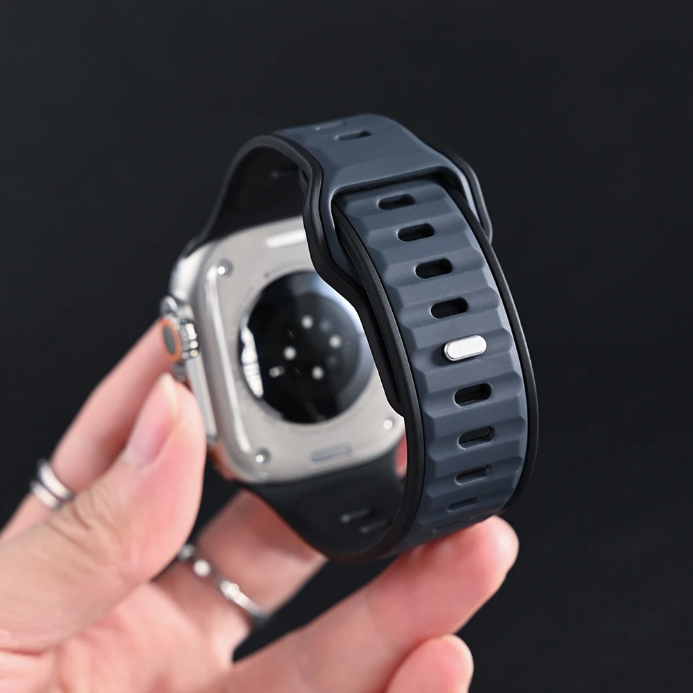 适用苹果手表ApplewatchS11/10金刚双色iwatch9硅胶高级Ultra表带