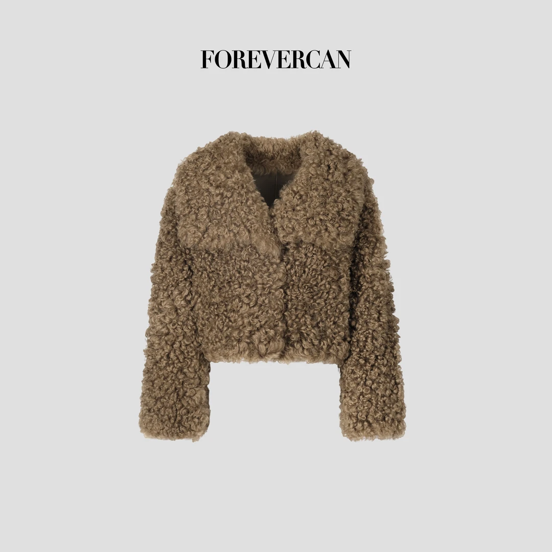 FOREVERCAN“罗布斯塔”进口全卷慕斯羊皮毛一体皮草外套SC22742B