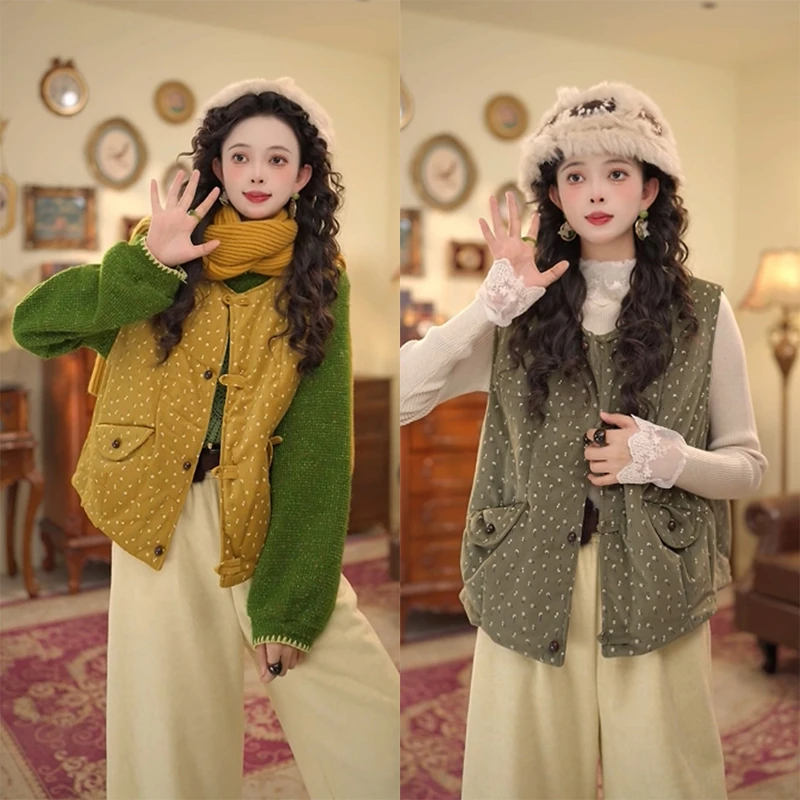 扣子家【美妙梦境】加棉加厚碎花棉衣马甲保暖KM2477394