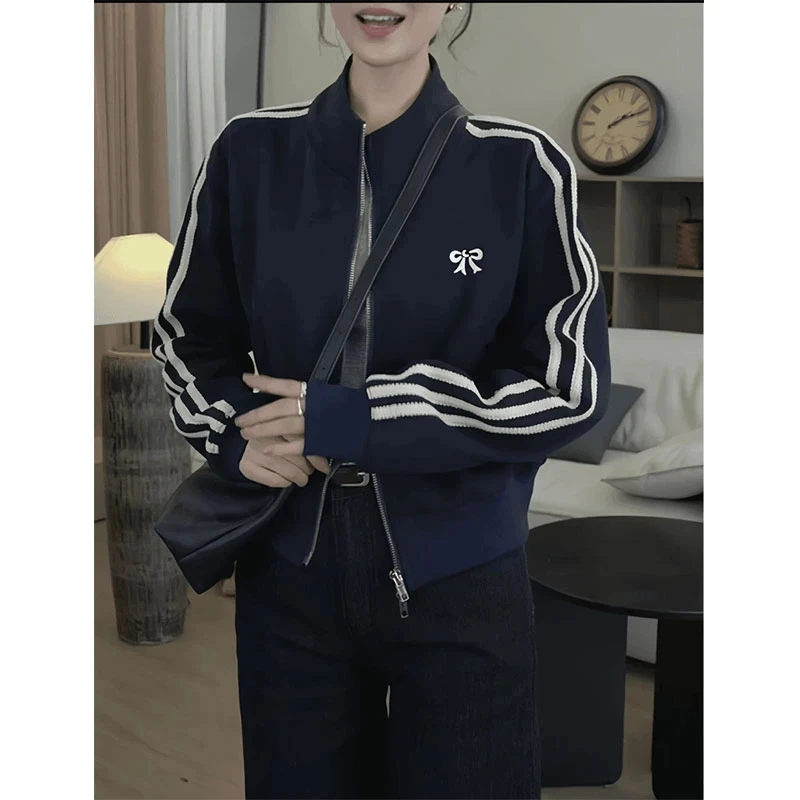 立领短款棒球服外套女2025秋季新款韩版百搭休闲拉链开衫夹克上衣