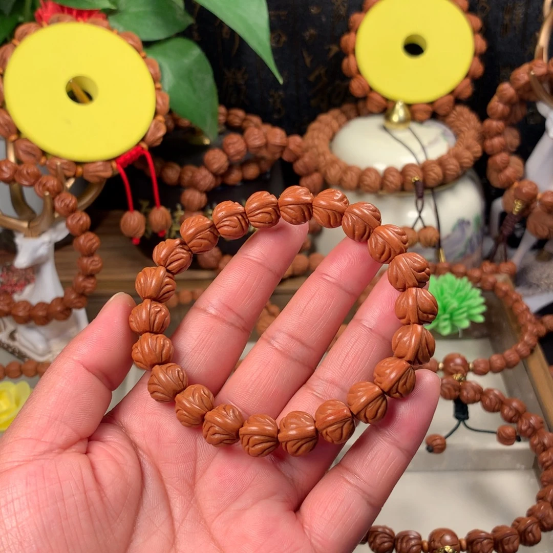 吊坠桃核红玉龙手串12