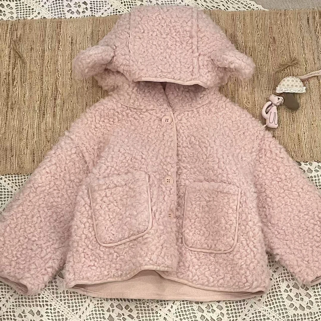 「买手可可集合店」女小童可爱风保暖圆领冬款加绒加厚款普通外套