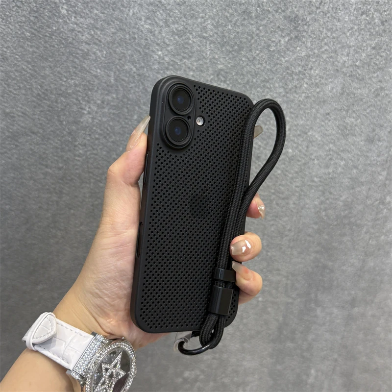 适用苹果16手机壳黑色散热iphone16promax轻薄磨砂15精孔14高级感
