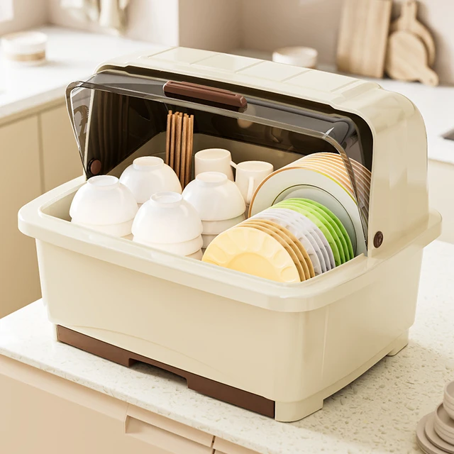 厨房置物架装碗筷收纳盒碗碟沥水架家用放碗箱碗盘收纳架台面碗柜