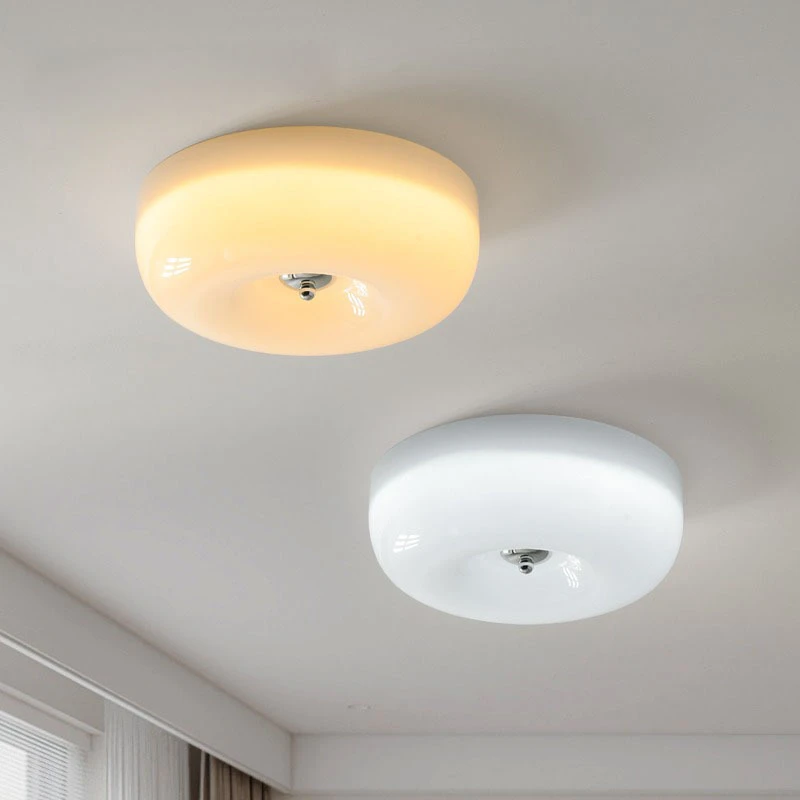 中古吸顶灯奶油风全光谱护眼光源卧室包斯豪布丁过道阳台玻璃灯具