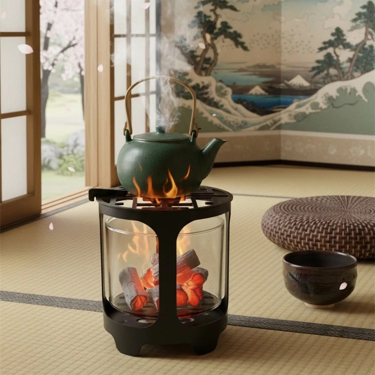 几何工匠原创围炉煮茶玻璃观火炭炉家用暖手户外露营烧烤水火炉