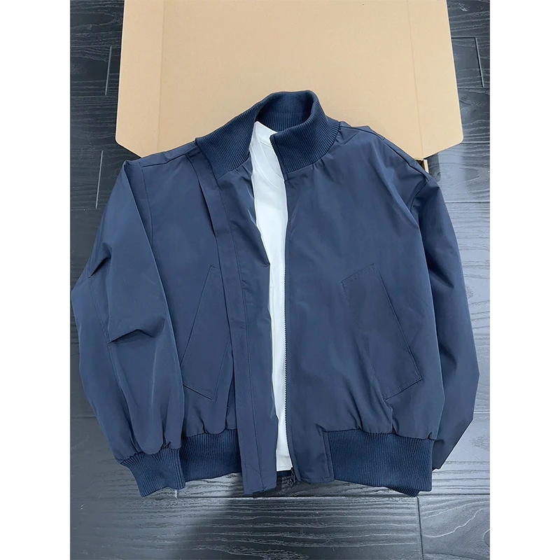 藏青色cleanfit飞行员夹克男款短宽廓形三防美式立领工装冲锋外套