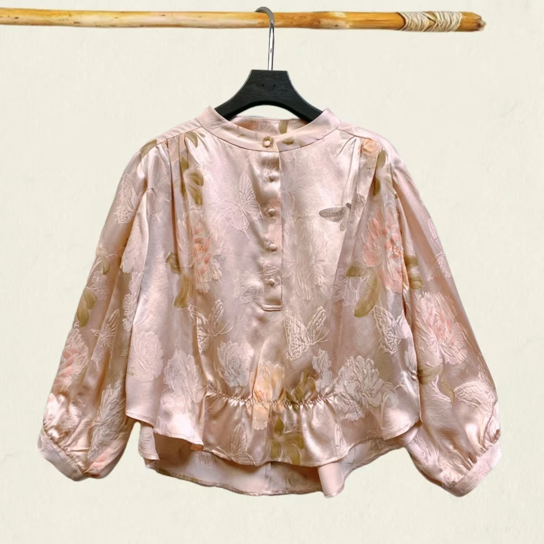 【华袍丝绸】桑蚕丝香云纱高定设计师款时尚上衣LBF-651188-14